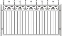Эскиз кованного забора со столбами